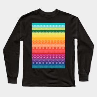 Peruvian Textile Style Design / Rainbow Flag with geometric shapes. Long Sleeve T-Shirt